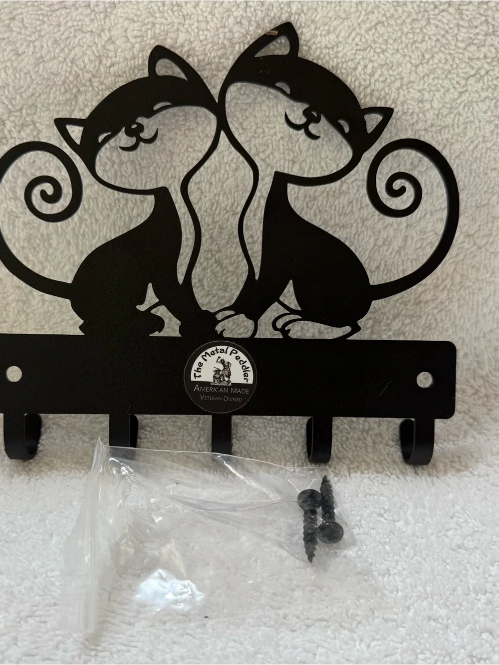 Black Cat Silhouette Wall Hook Rack - Decorative Home Wall Decor Hooks
